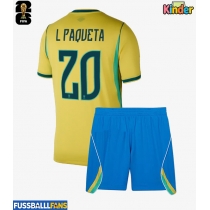 Brasilien Lucas Paqueta #20 Heimtrikotsatz Kinder WM 2026 Kurzarm (+ Kurze Hosen)